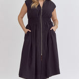 In Charge Zip Front Dress, Black