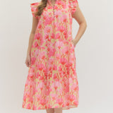 Blossom Social Midi Dress, Pink Combo
