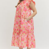 Blossom Social Midi Dress, Pink Combo