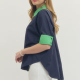 Huckleberry Pie Button Down, Navy/Green