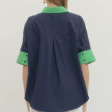 Huckleberry Pie Button Down, Navy/Green