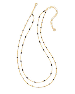 Dottie Gold Multi Strand Necklace, Black