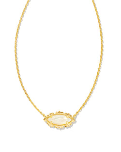 Genevieve Gold Short Pendant Necklace, Ivory MOP