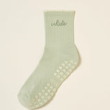 Inhale Exhale Grip Sock Mint Green, Pilates Socks
