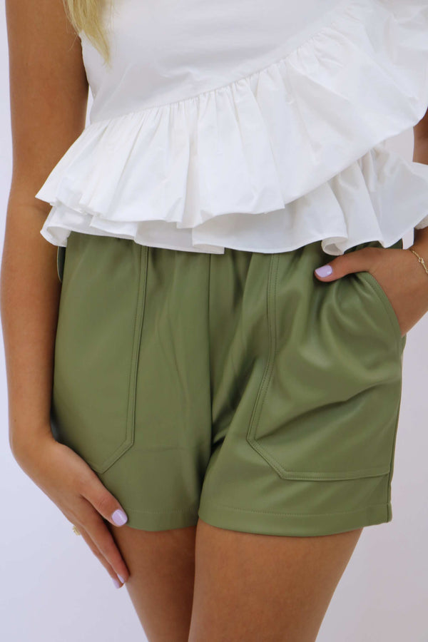 Faux The Record Short, Dusty Olive