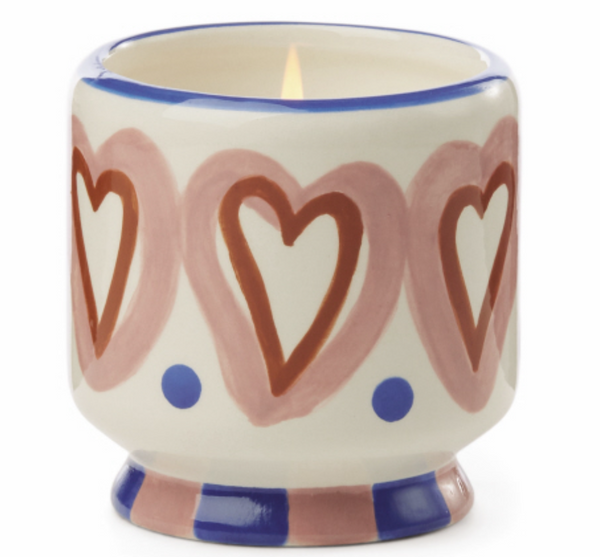 8oz Hearts Ceramic Candle, Rosewood Vanilla