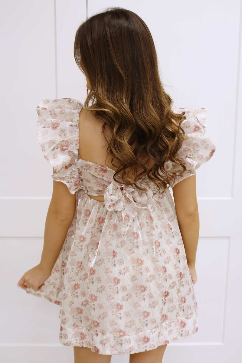 Head In The Clouds Floral Ruffle Sleeve Dress