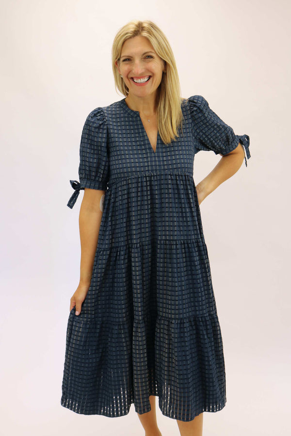 Picture The Sunset Gingham Midi Dress, Navy