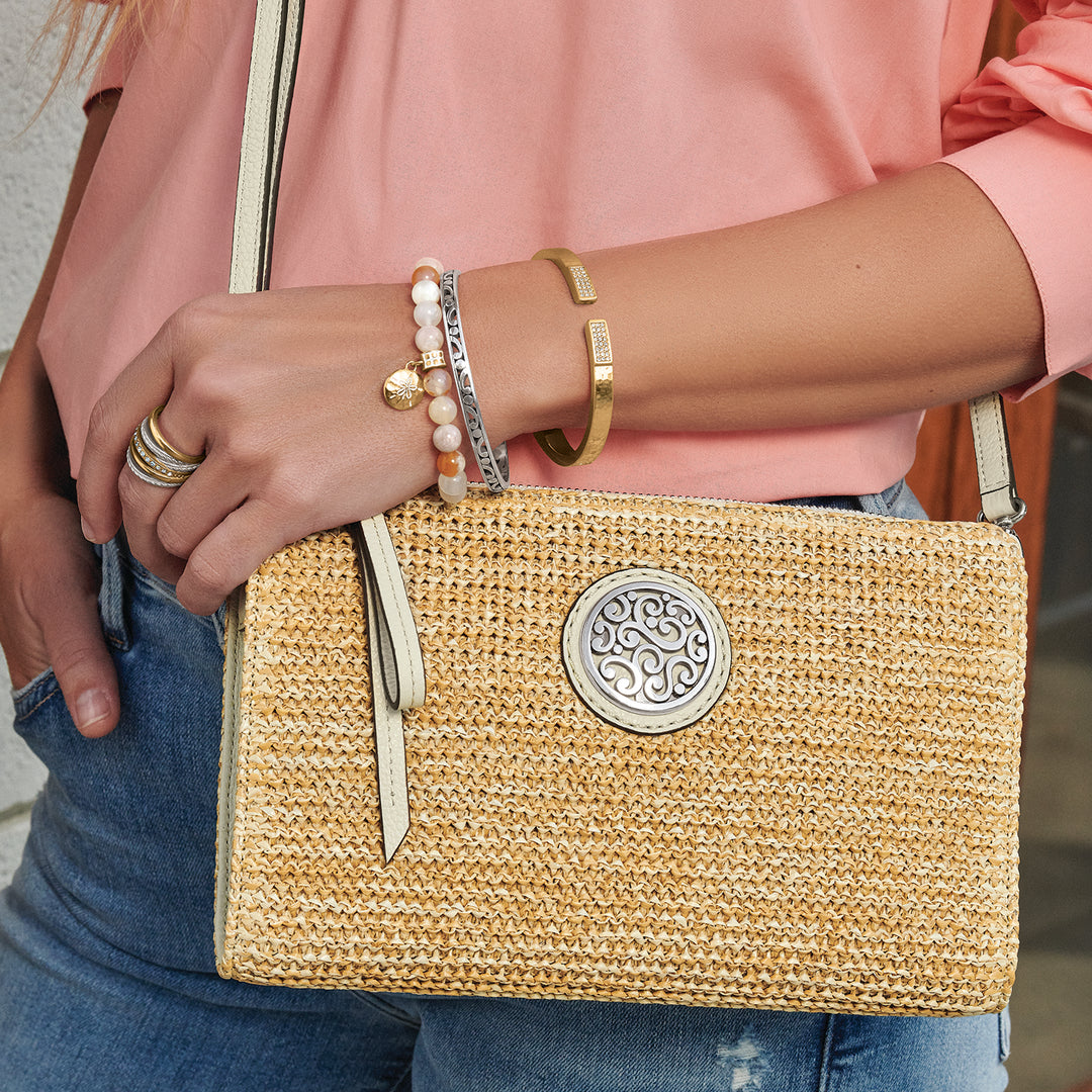 Contempo Straw Pouch, Natural/White
