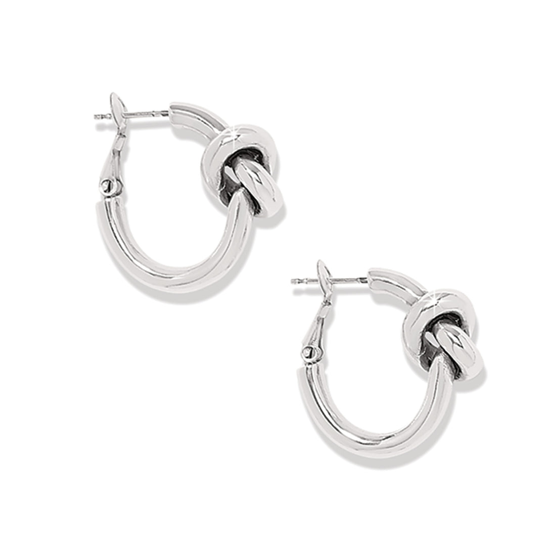 Interlok Single Knot Hoop Earrings, Silver