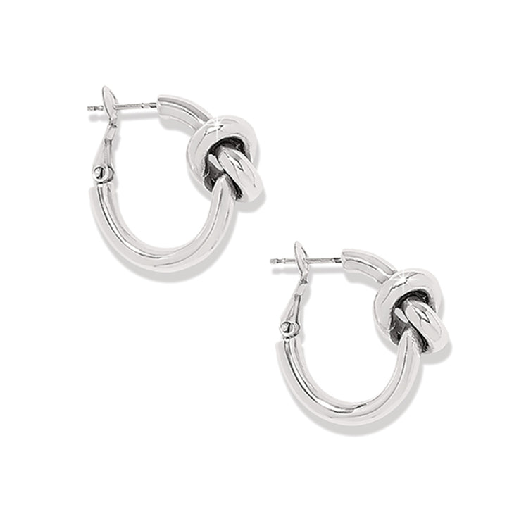 Interlok Single Knot Hoop Earrings, Silver