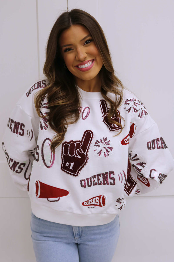 Maroon & White Queen Icon Sweatshirt