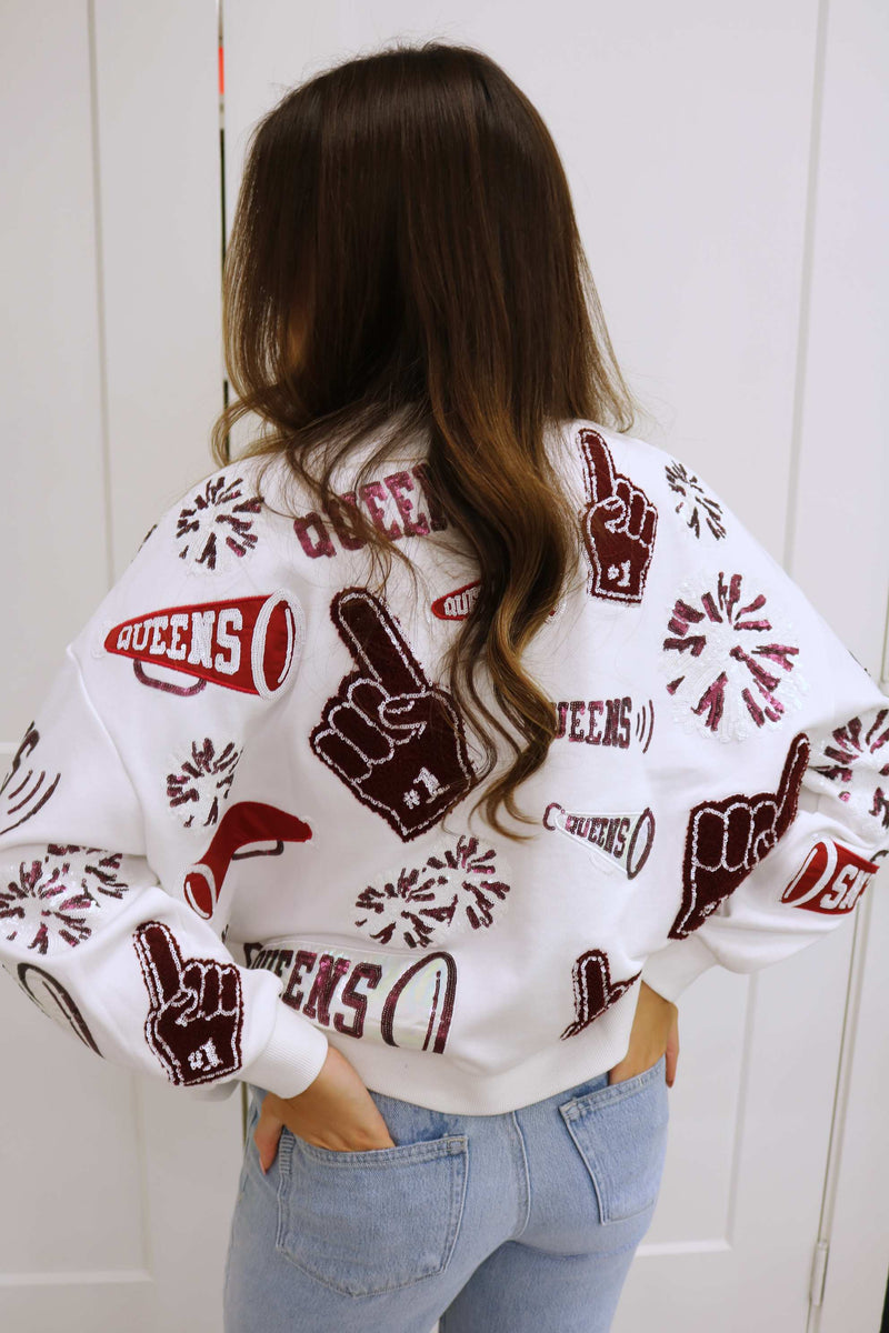 Maroon & White Queen Icon Sweatshirt
