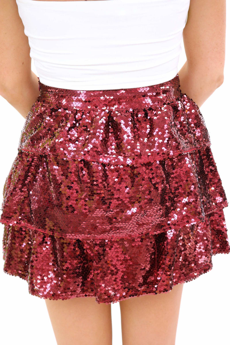 Stars and Sequins Skirt, Maroon