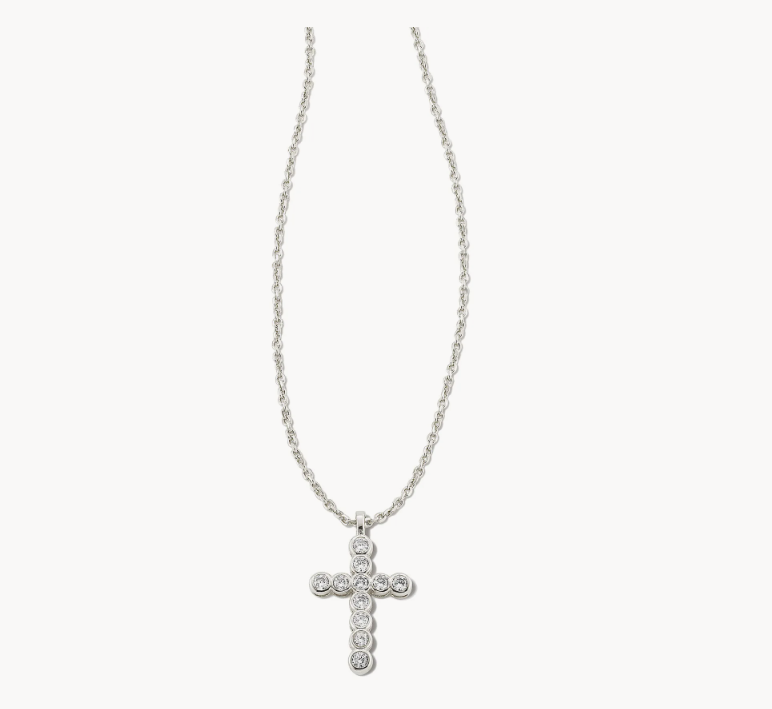 Cross Crystal Silver Pendant Necklace