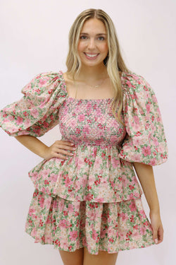 Calla Smocked Floral Mini Dress