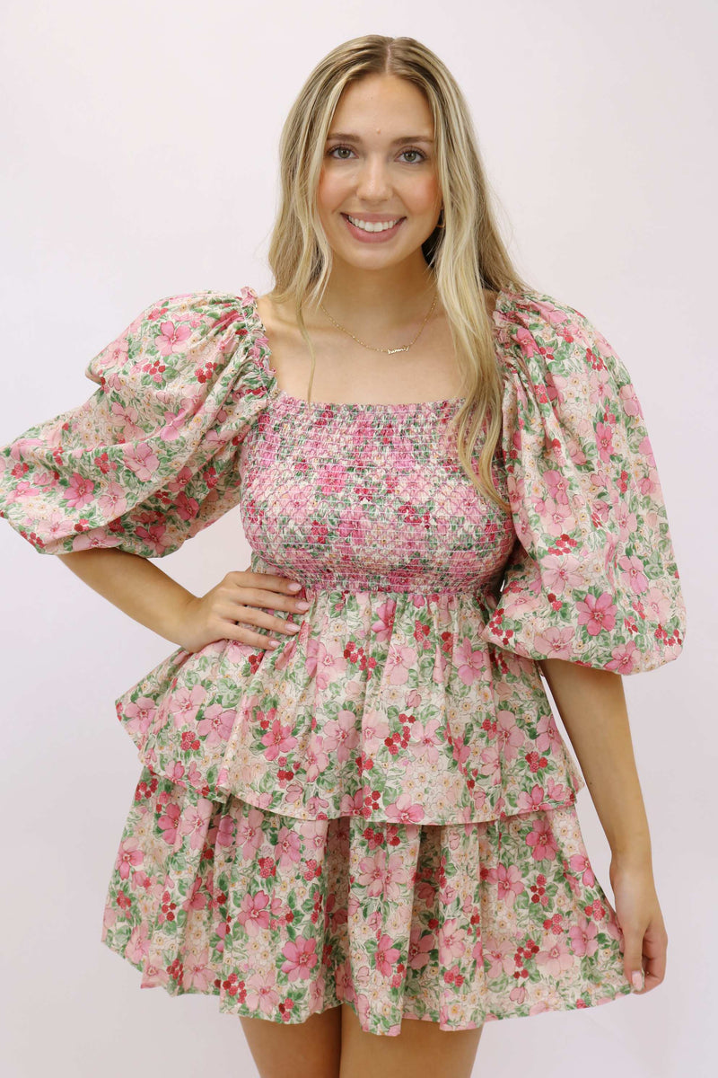 Calla Smocked Floral Mini Dress