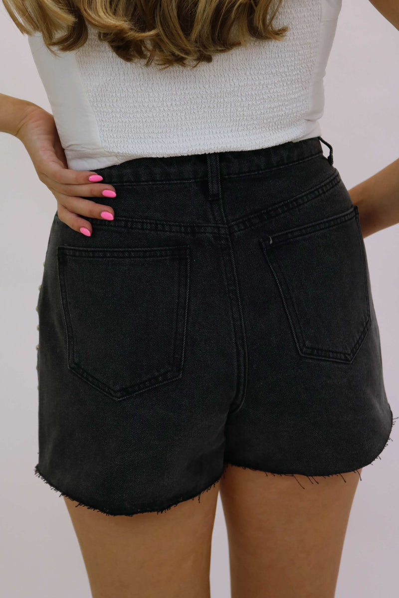 Star-Studded Shorts, Black Denim