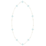 Enamel Cross Station Necklace, Gold/Light Blue