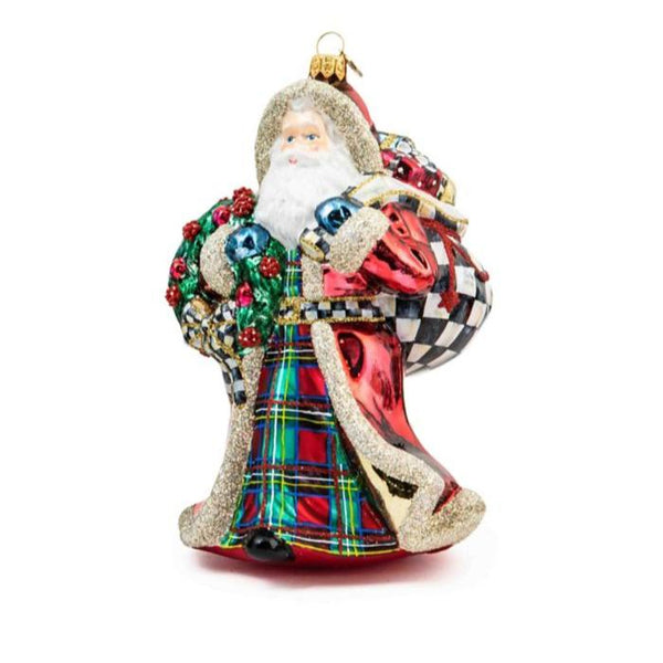 Tartastic Father Christmas Glass Ornament