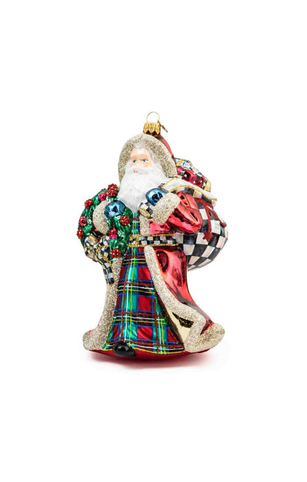Tartastic Father Christmas Glass Ornament