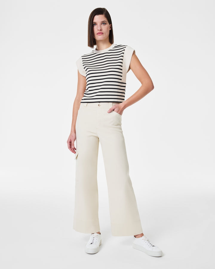 Stretch Twill Cropped Trouser, Eggshell