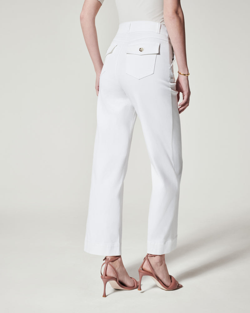 Stretch Twill Cropped Wide Leg Pant, Bright White