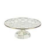 Sterling Check Enamel Pedestal Platter, Small