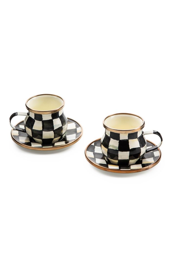 Courtly Check Espresso Cup & Saucer Set (2)