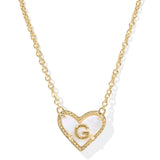 Ari Heart Letter Short Pendant Necklace, Gold