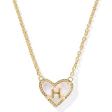 Ari Heart Letter Short Pendant Necklace, Gold