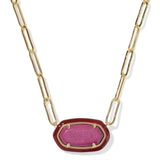 Elisa Enamel Frame Paperclip Necklace, Maroon Magnesite