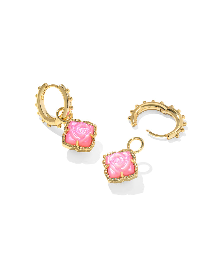Mallory Rose Gold Huggie Earrings, Blush Ivory Mother of Pearl