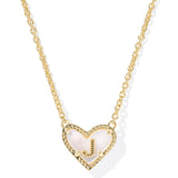 Ari Heart Letter Short Pendant Necklace, Gold