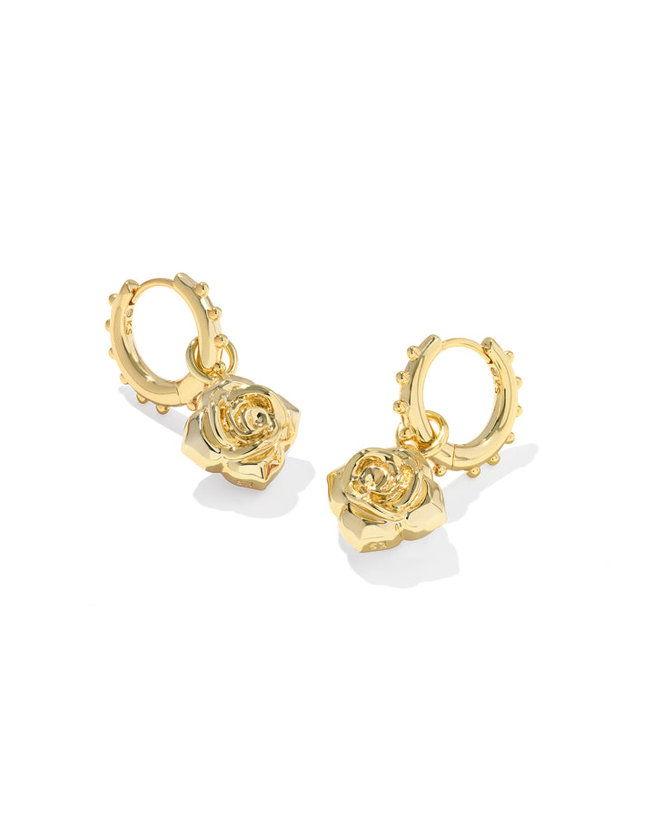 Mallory Rose Gold Huggie Earrings, Blush Ivory Mother of Pearl