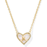 Ari Heart Letter Short Pendant Necklace, Gold