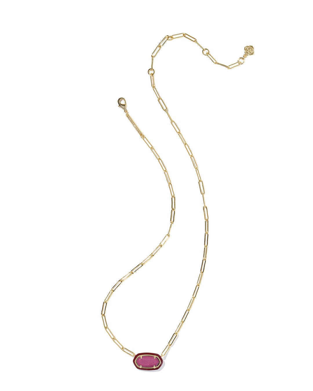 Elisa Enamel Frame Paperclip Necklace, Maroon Magnesite