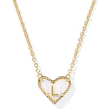 Ari Heart Letter Short Pendant Necklace, Gold