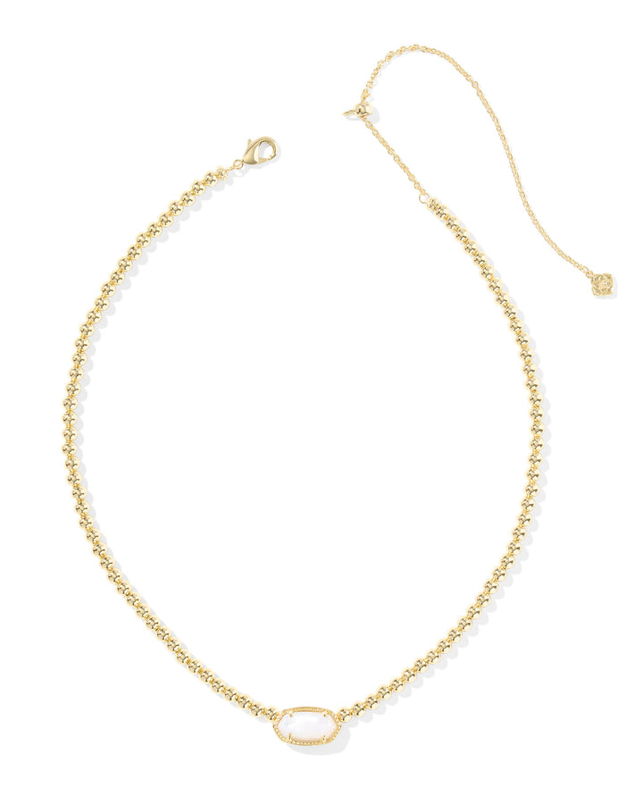 Elisa Beaded Gold Necklace, Ivory Mother of Pearl