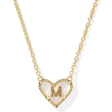 Ari Heart Letter Short Pendant Necklace, Gold