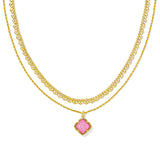 Mallory Rose Gold Multi Strand Necklace, Blush Ivory Mother of Pearl