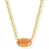 Elisa Beaded Gold Necklace, Papaya Mother of Pearl