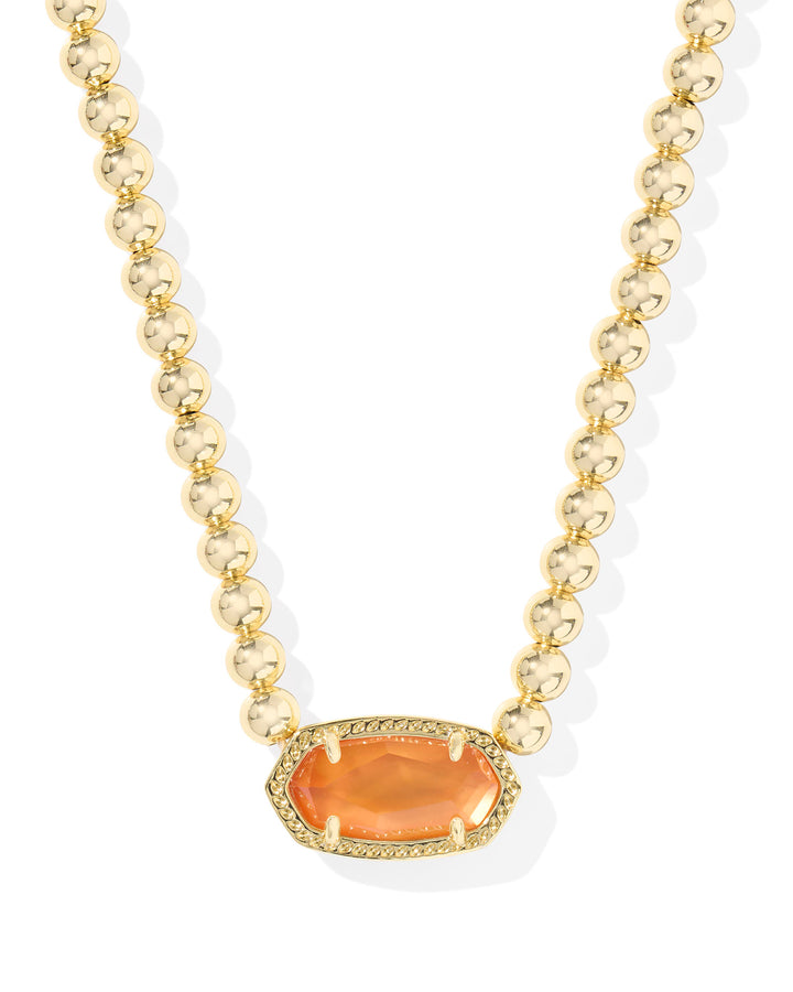 Elisa Beaded Gold Necklace, Papaya Mother of Pearl