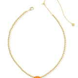 Elisa Beaded Gold Necklace, Papaya Mother of Pearl
