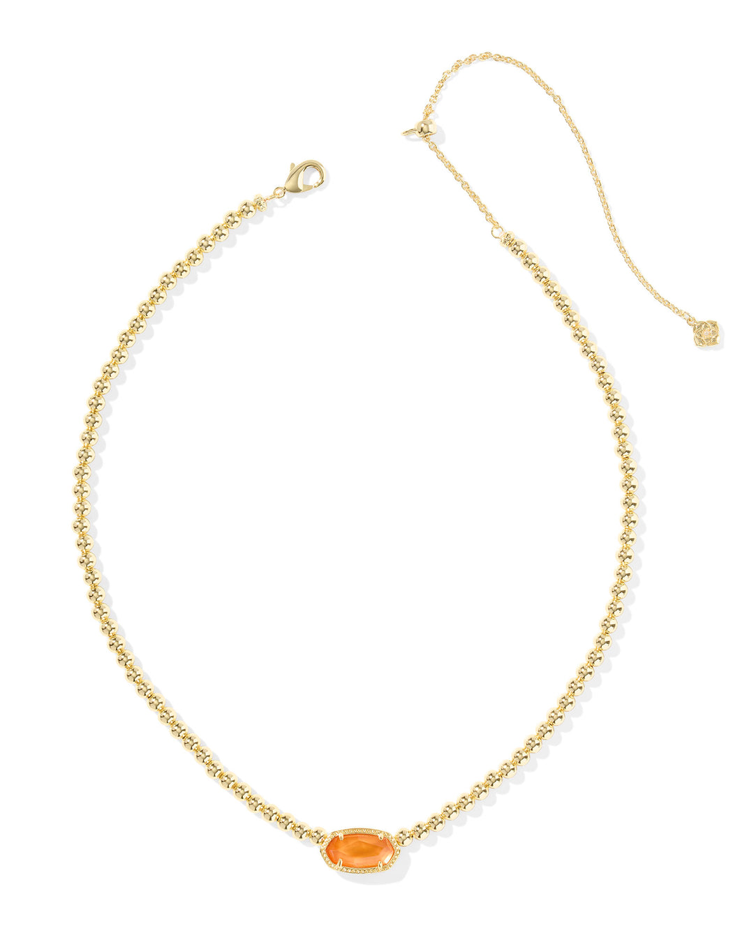 Elisa Beaded Gold Necklace, Papaya Mother of Pearl