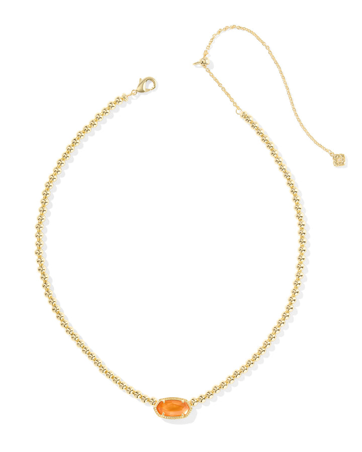 Elisa Beaded Gold Necklace, Papaya Mother of Pearl
