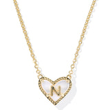Ari Heart Letter Short Pendant Necklace, Gold