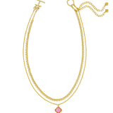 Mallory Rose Gold Multi Strand Necklace, Blush Ivory Mother of Pearl