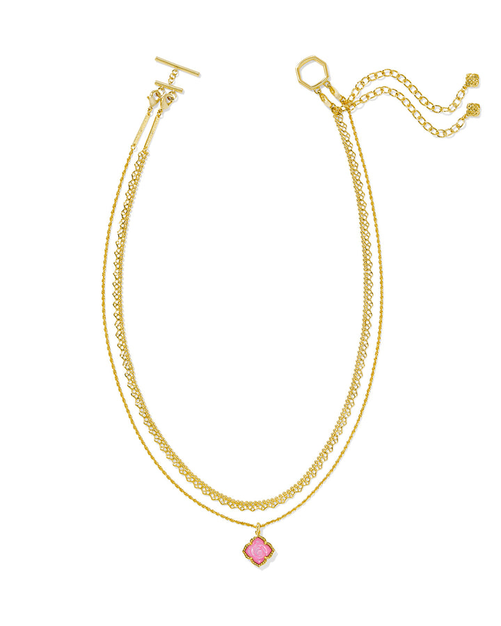 Mallory Rose Gold Multi Strand Necklace, Blush Ivory Mother of Pearl