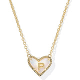 Ari Heart Letter Short Pendant Necklace, Gold